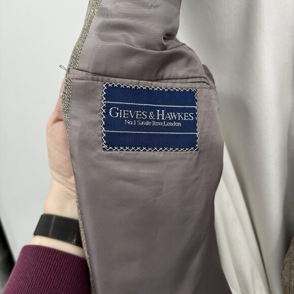 vintage 80s GIEVES & HAWKES jacket blazer sport coat wool silk herringbone 40S - Picture 7 of 8